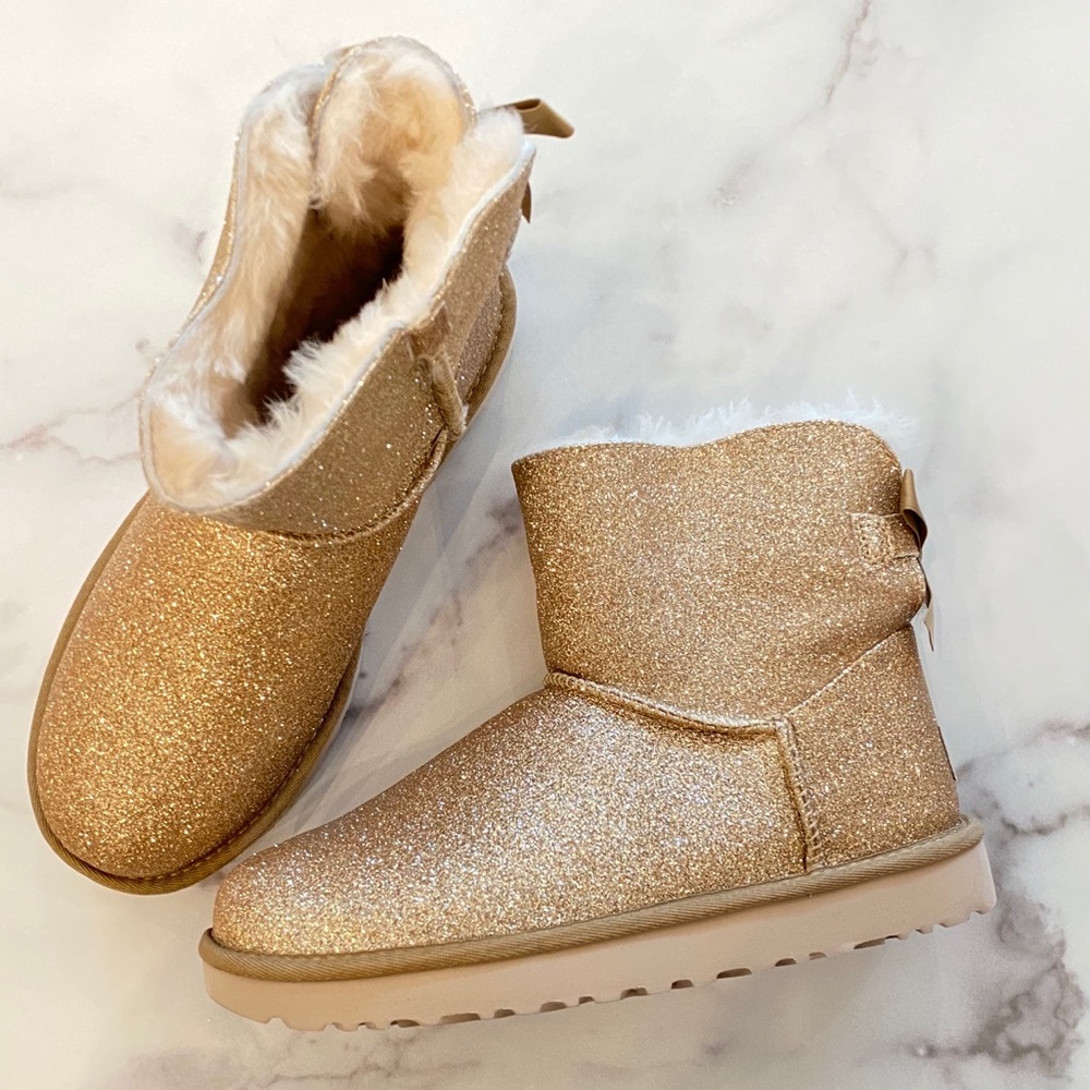 UGG Mini Bailey Bow II Sparkle Glitter Ankle Boot - Picture 5 of 15